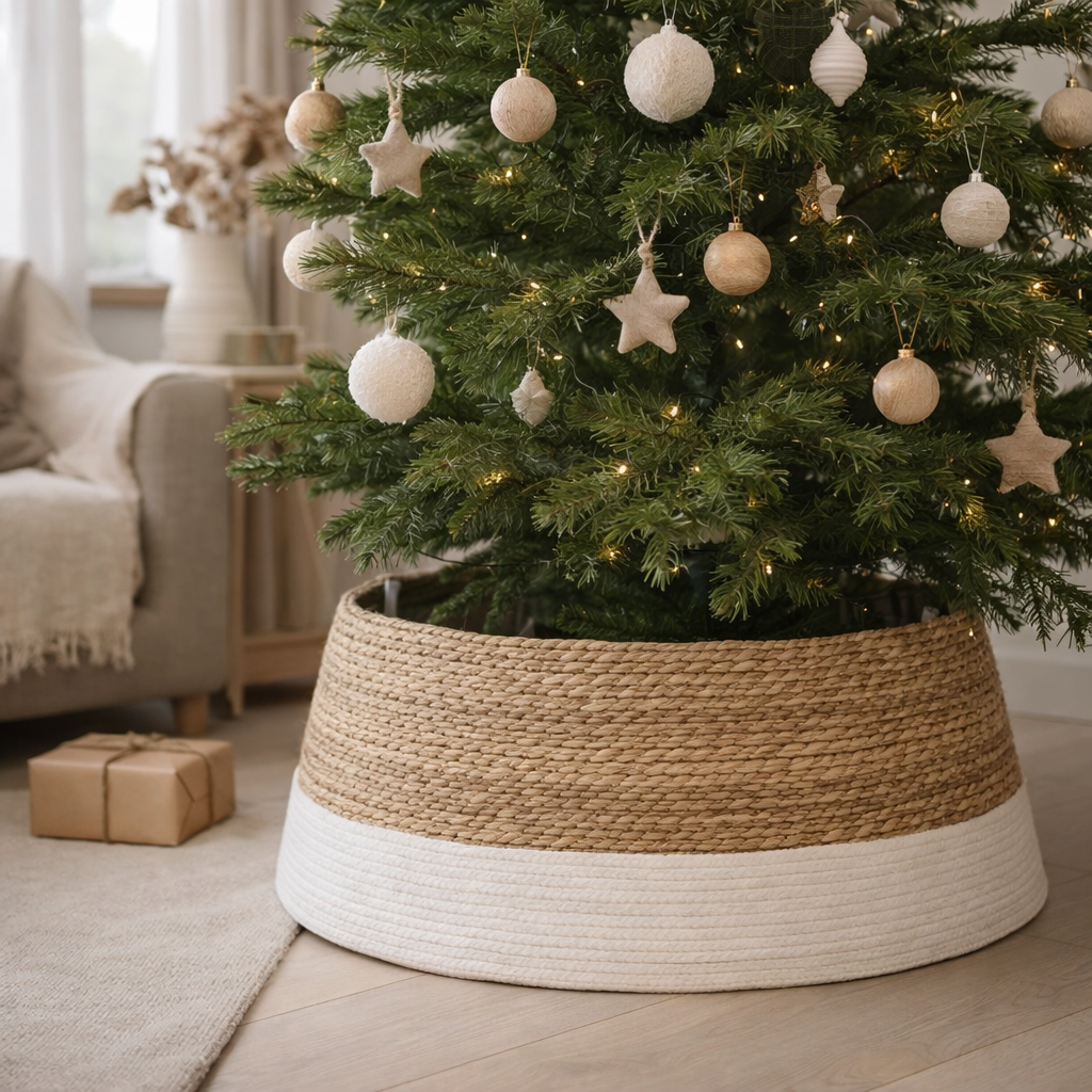 Jupe de sapin de Noël Blanc cassé en situation