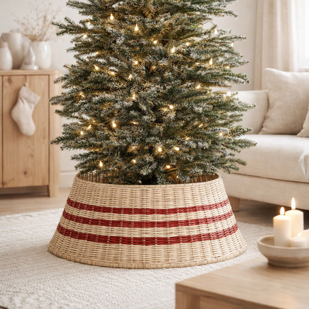 Jupe de sapin de Noël Beige en situation