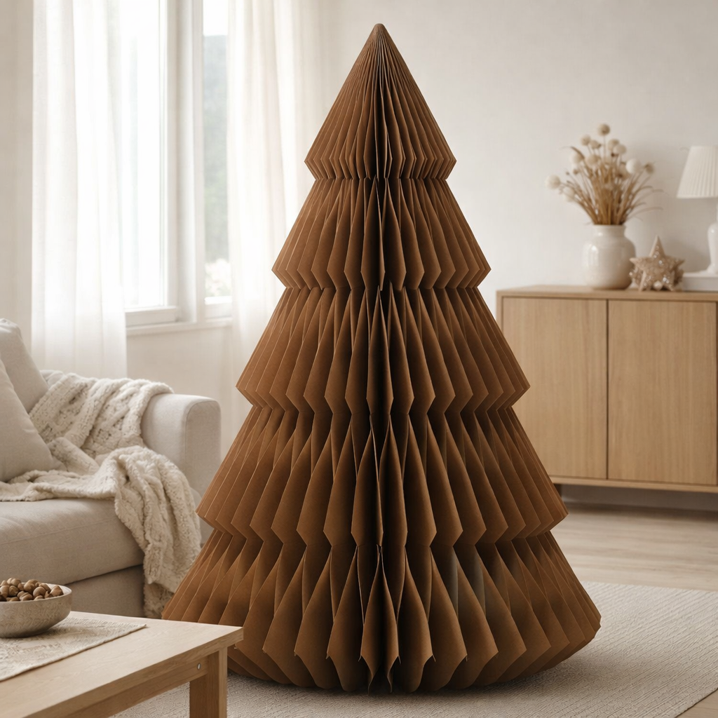 Sapin de Noël décoratif Marron en situation