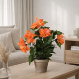 Plante artificielle Hibiscus Orange en situation