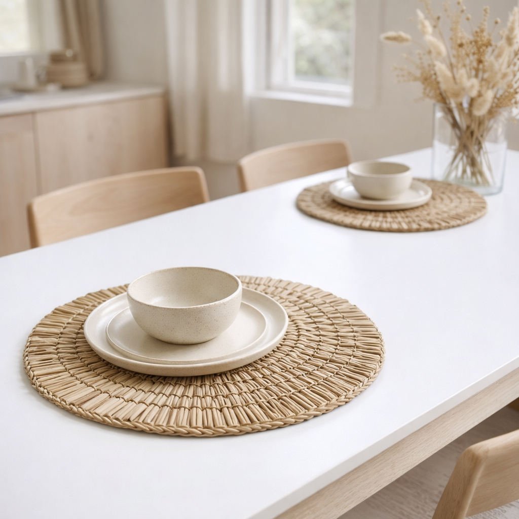 Set de table (Lot de 2, 4 ou 6) 35 cm | Set de table ALANG en jonc de mer en situation