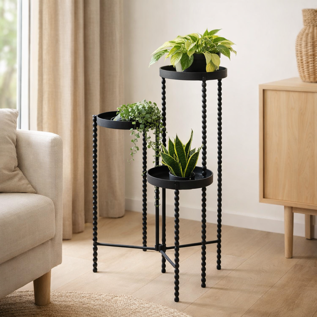 Support pour plantes Salvo Noir en situation