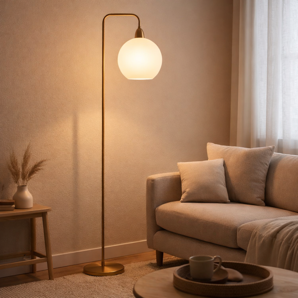 Xandy Lampadaire Blanc Or en situation