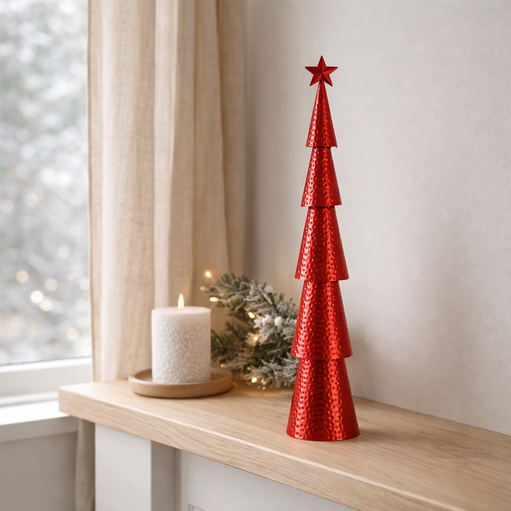 Sapin de Noël décoratif Rouge en situation