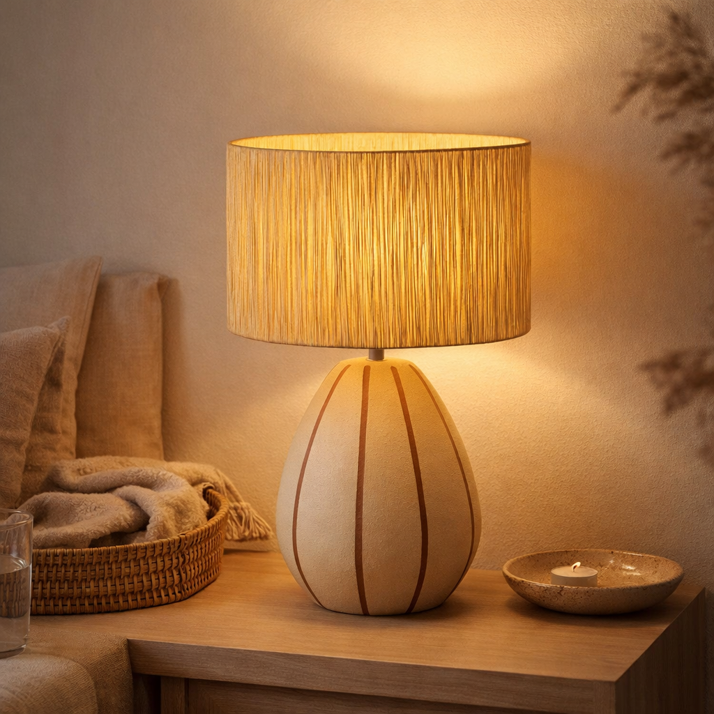 Lampe à poser Denton Beige en situation