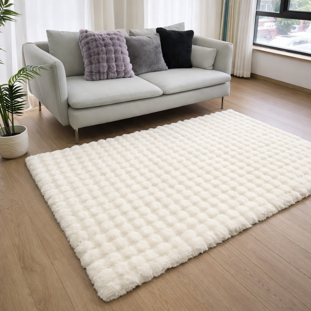 Tapis Moelleux 3D Crème 80x150CM en situation