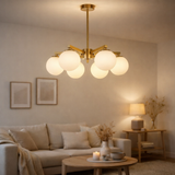 Lampe suspendue Stella Blanc 6 lumières en situation