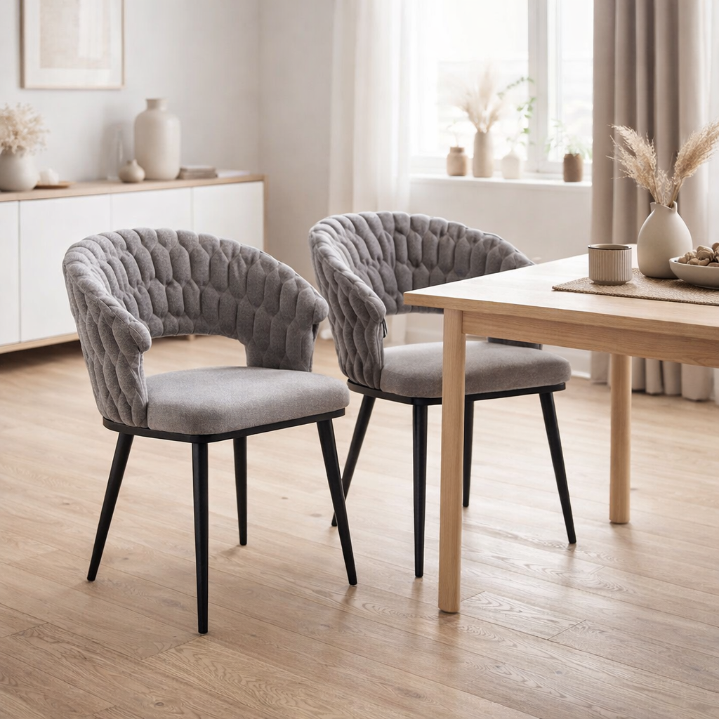 Chaise de salle à manger Wave Tressée | Gris en situation