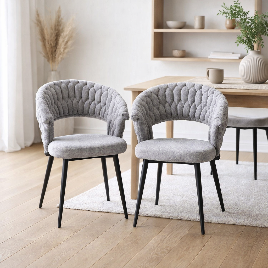 Chaise de salle à manger Wave Tressée | Gris en situation