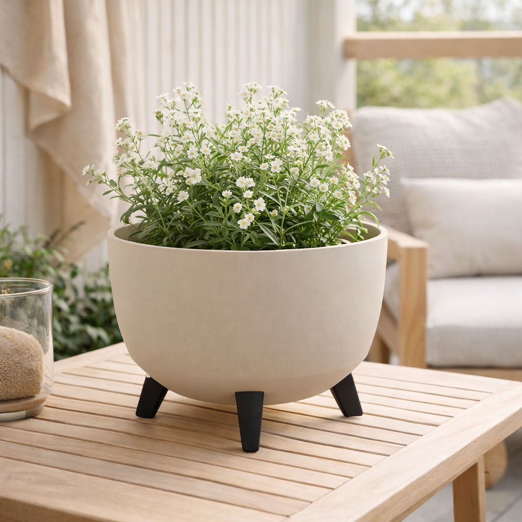 Jardinière d'extérieur Doppio Beige en situation