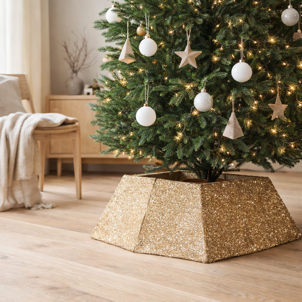 Jupe de sapin de Noël Doré en situation
