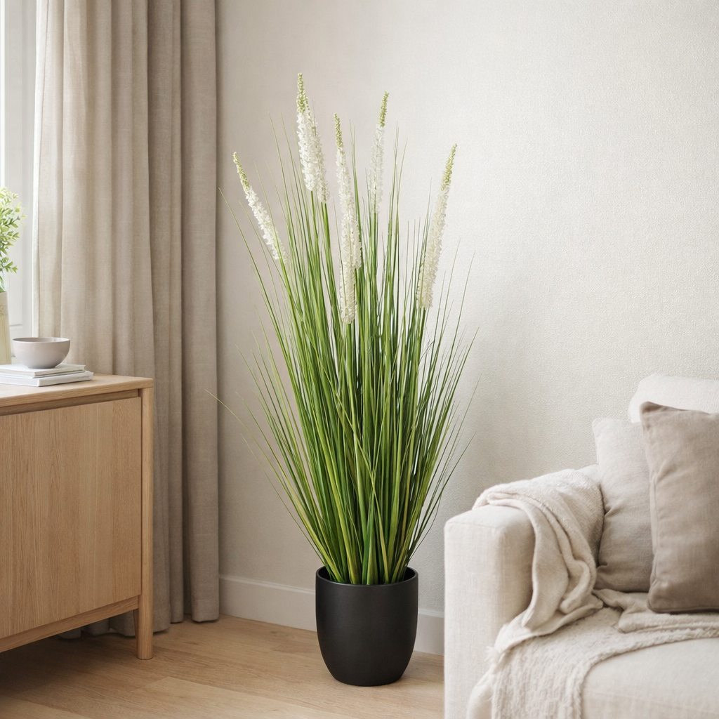 Plante Artificielle Gazon Ornemental Blanc en situation