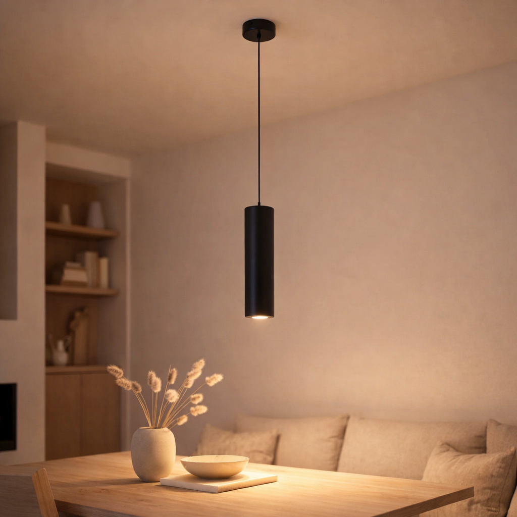 Cylindre de lampe suspendue 1 | Noir en situation