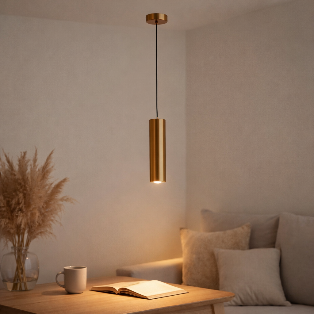 Cylindre de lampe suspendue 1 | Doré en situation