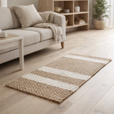 Tapis en jonc de mer 120x60 cm SEWU | Tapis rayé en jonc de mer en situation