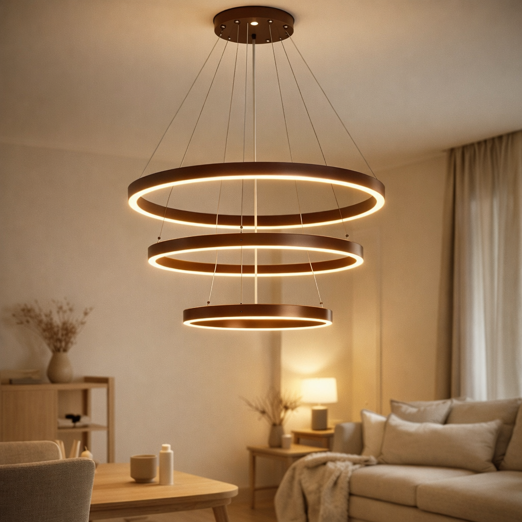 La lampe suspendue neo café | 3 ring 40 + 60 + 80 cm en situation