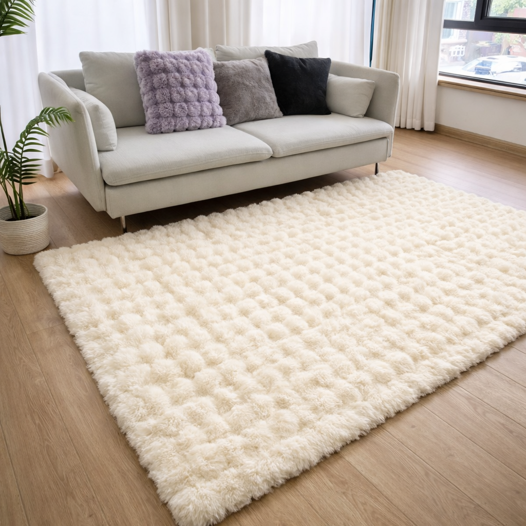 Tapis Moelleux 3D Crème 160x230CM en situation