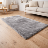 Tapis moelleux gris 80x150cm en situation