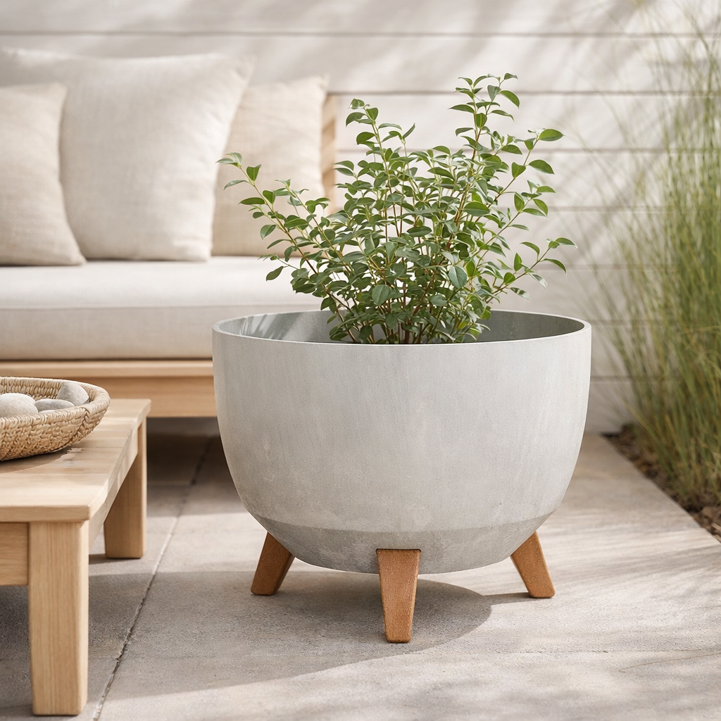 Jardinière d'extérieur Doppio Gris en situation