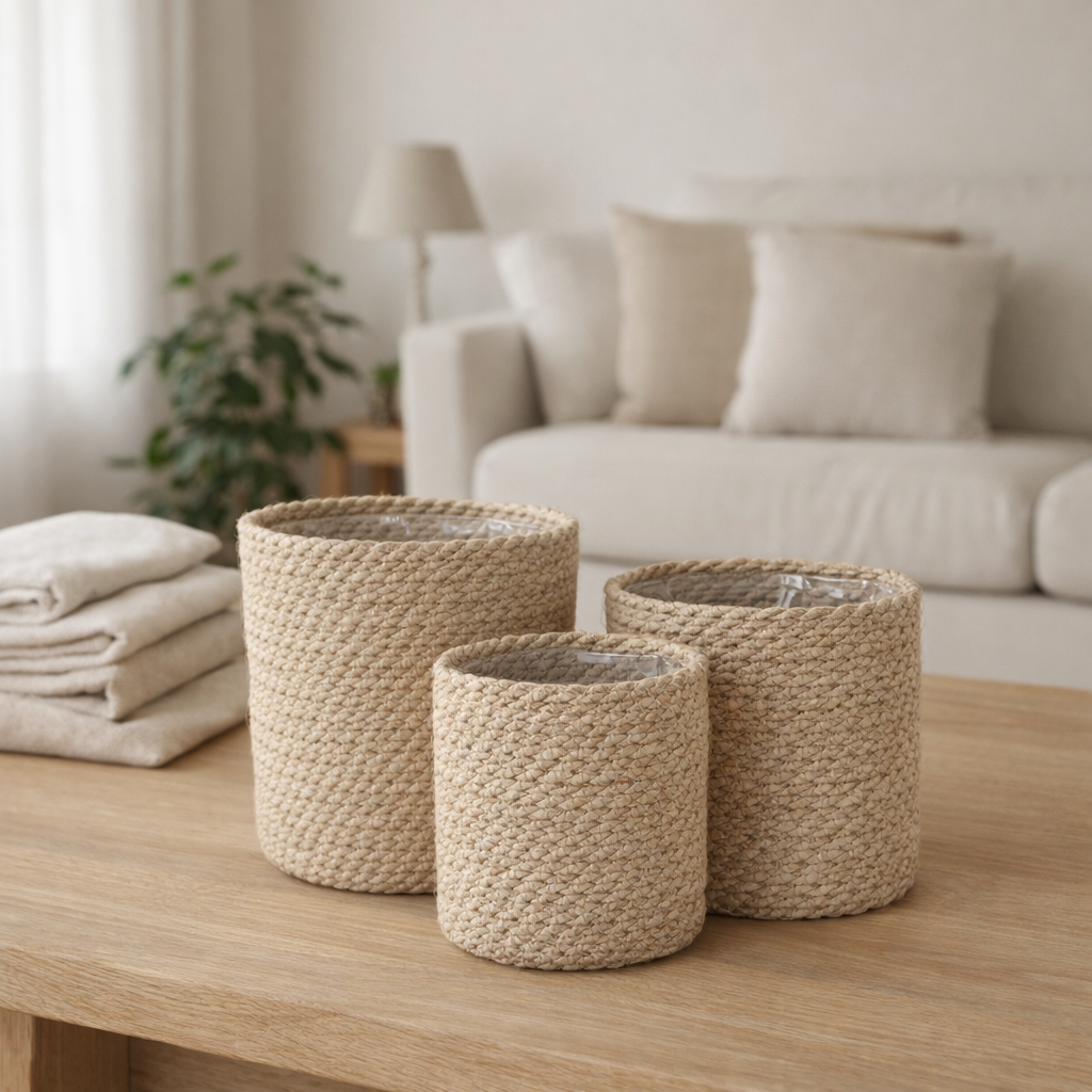 Coffret Plantenmand Atlantic Crème en situation