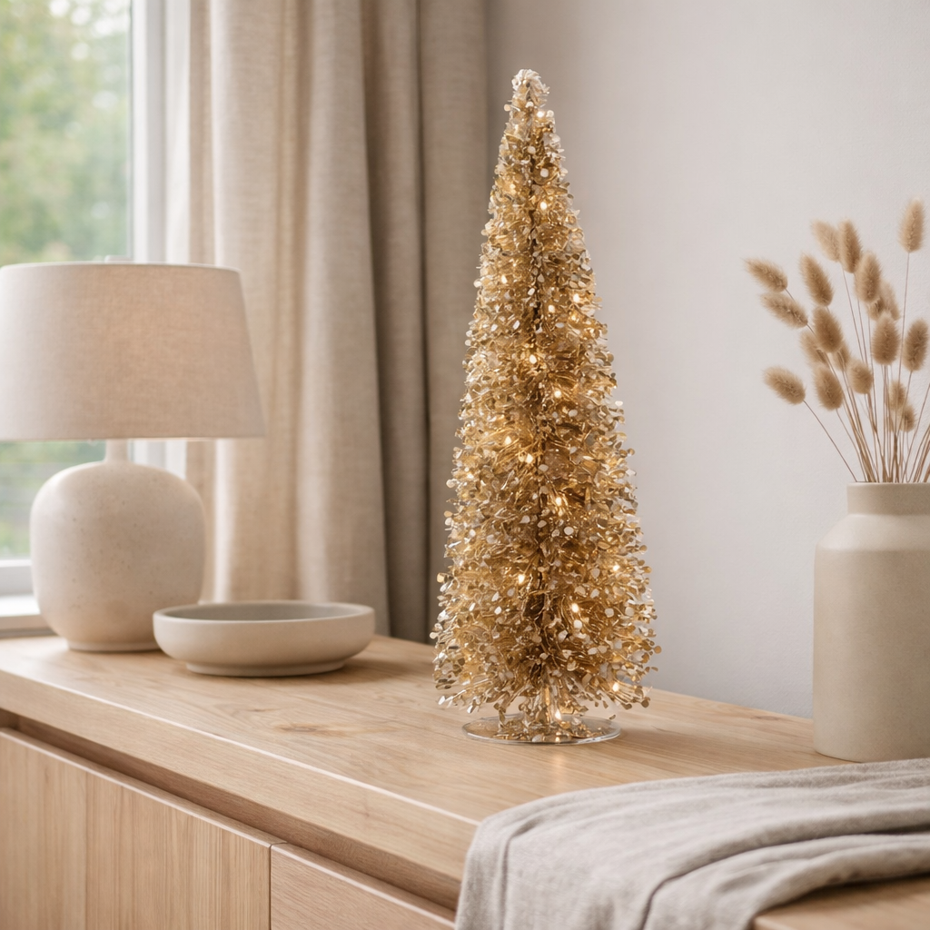 Sapin de Noël décoratif Or en situation