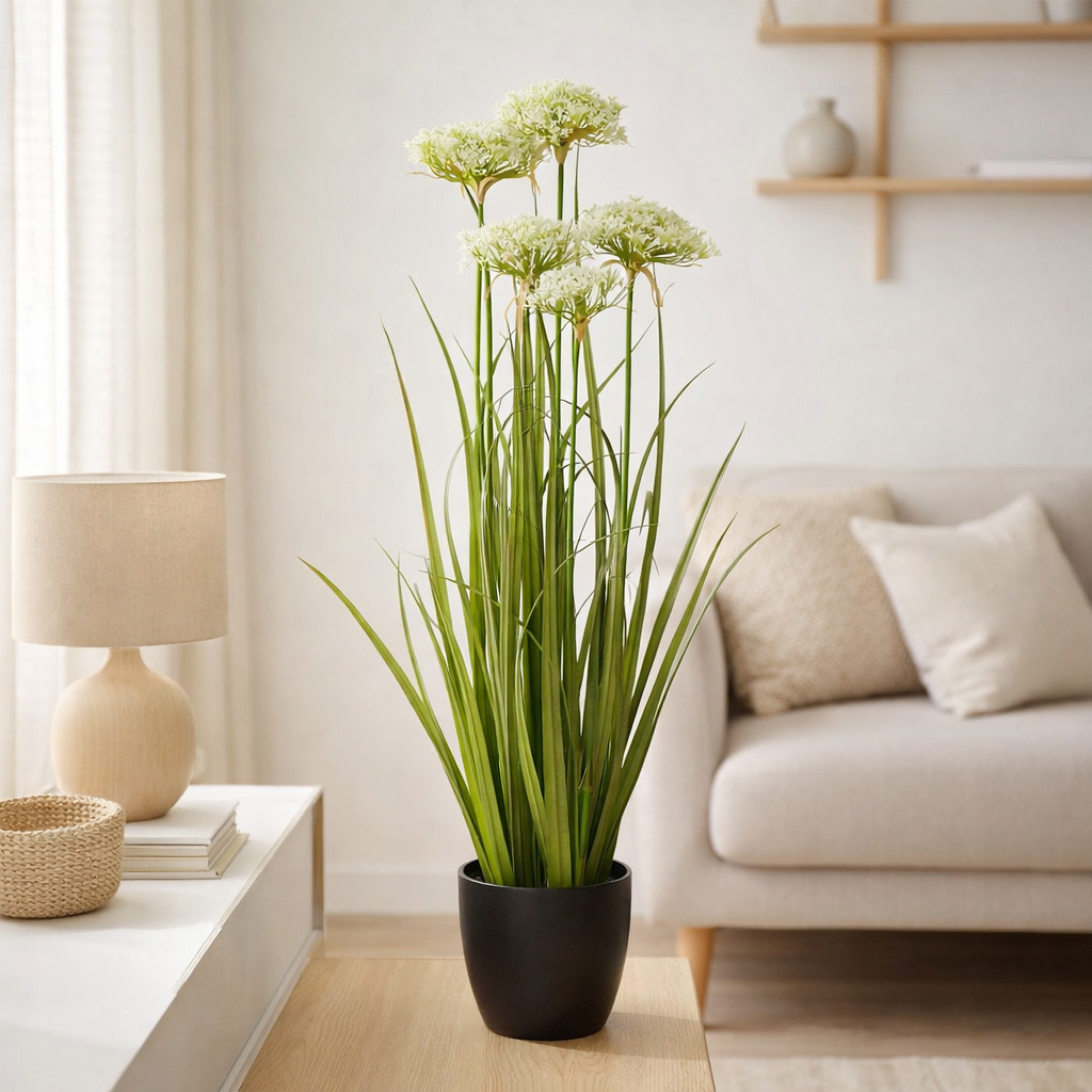 Plante Artificielle Gazon Ornemental Blanc en situation