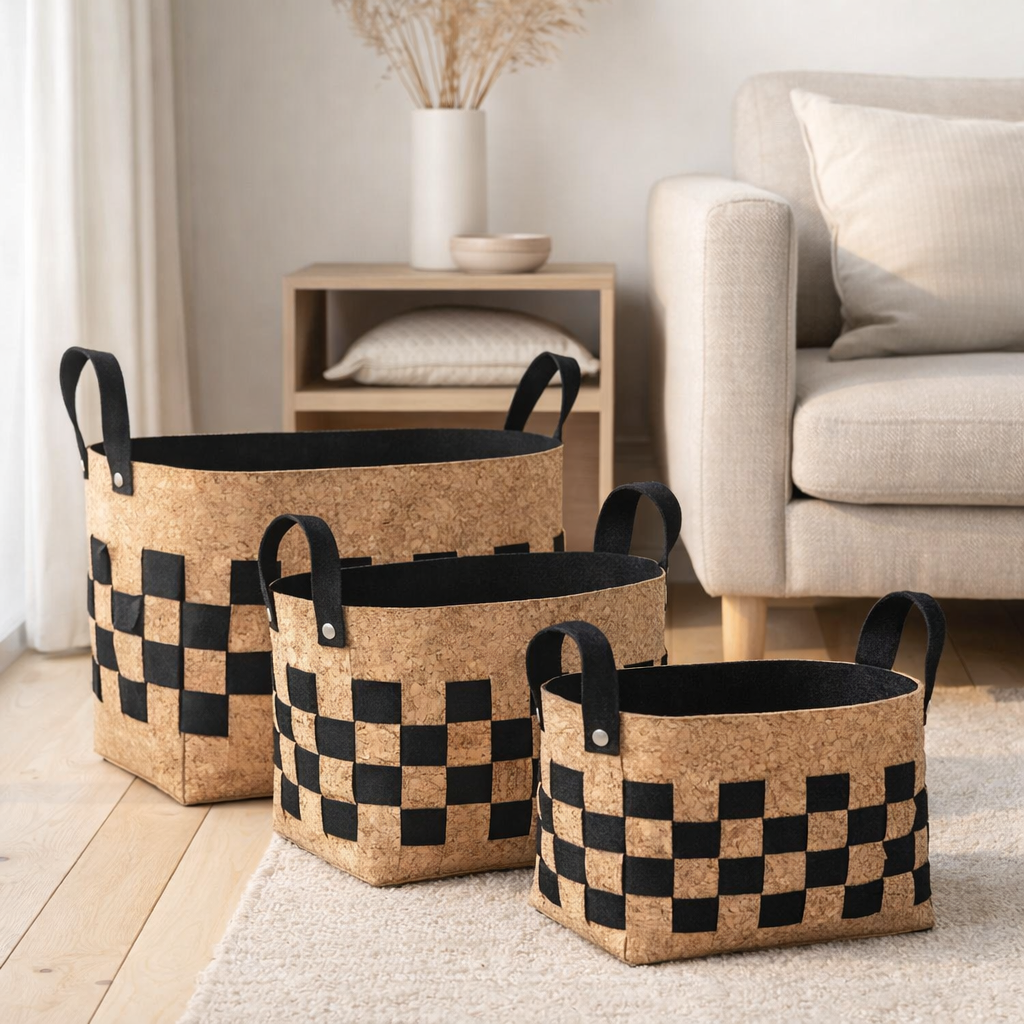 Ensemble de paniers de rangement Noir en situation
