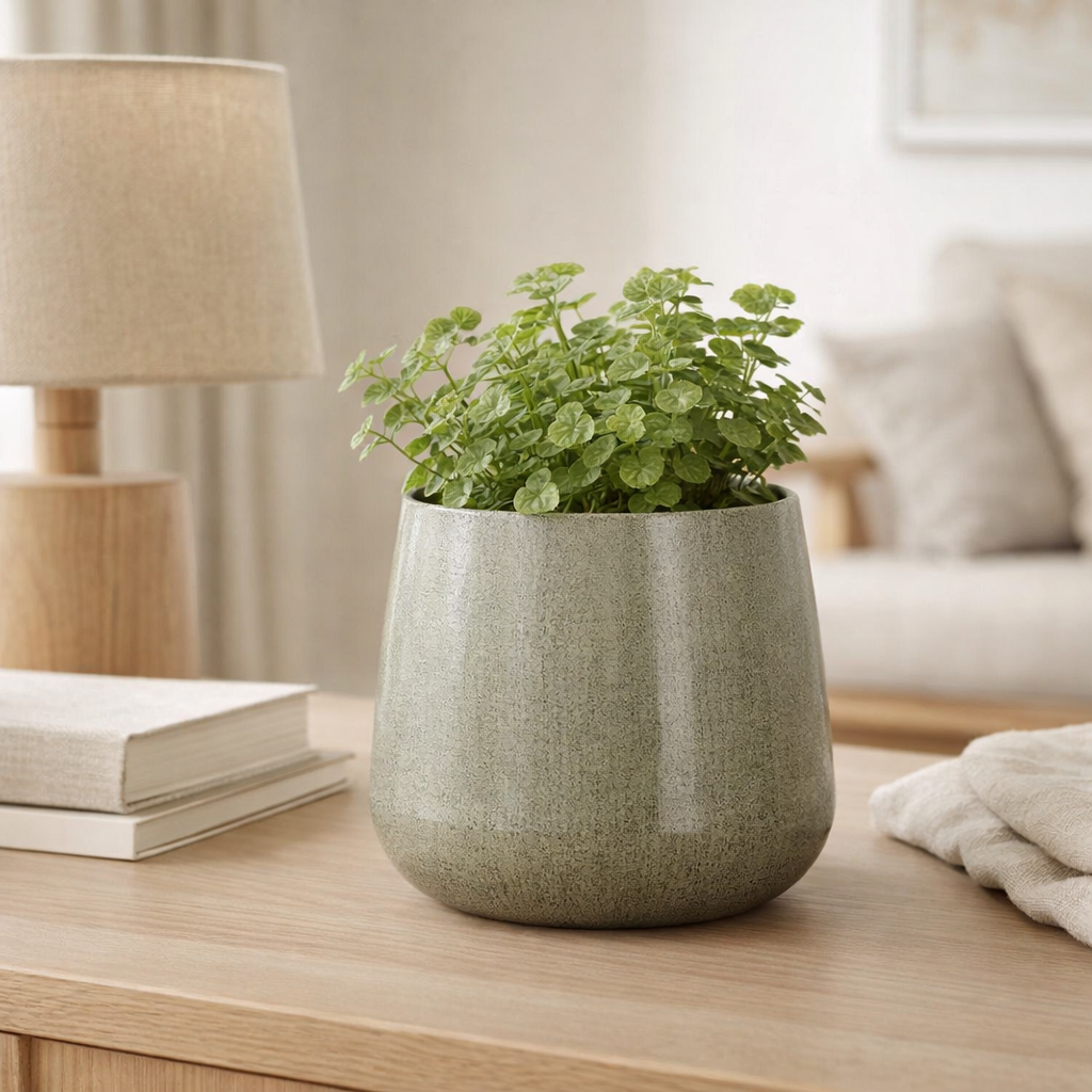 Pot de fleurs intérieur Benson Gris clair en situation