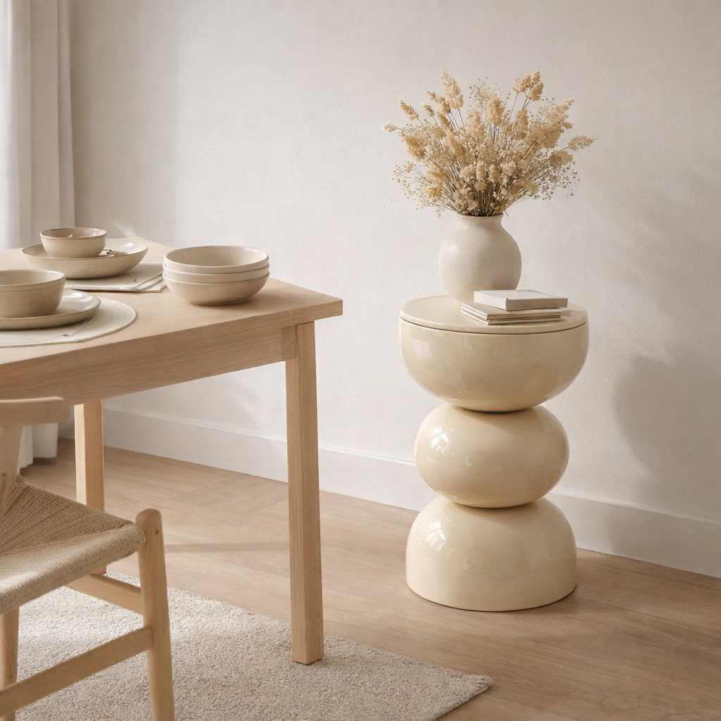 Table d'appoint Luna Beige en situation