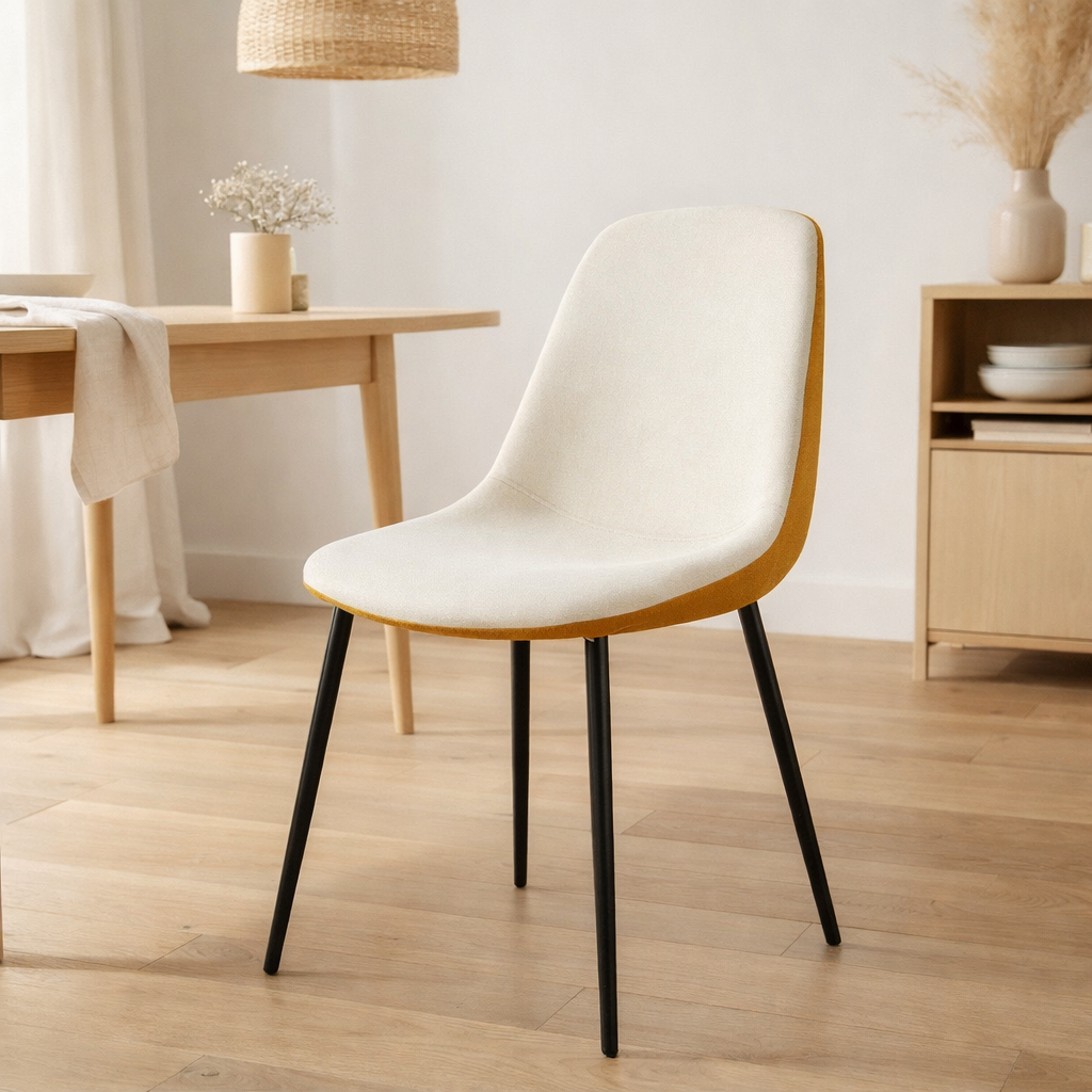Chaise de salle à manger Tallos Blanc cassé en situation