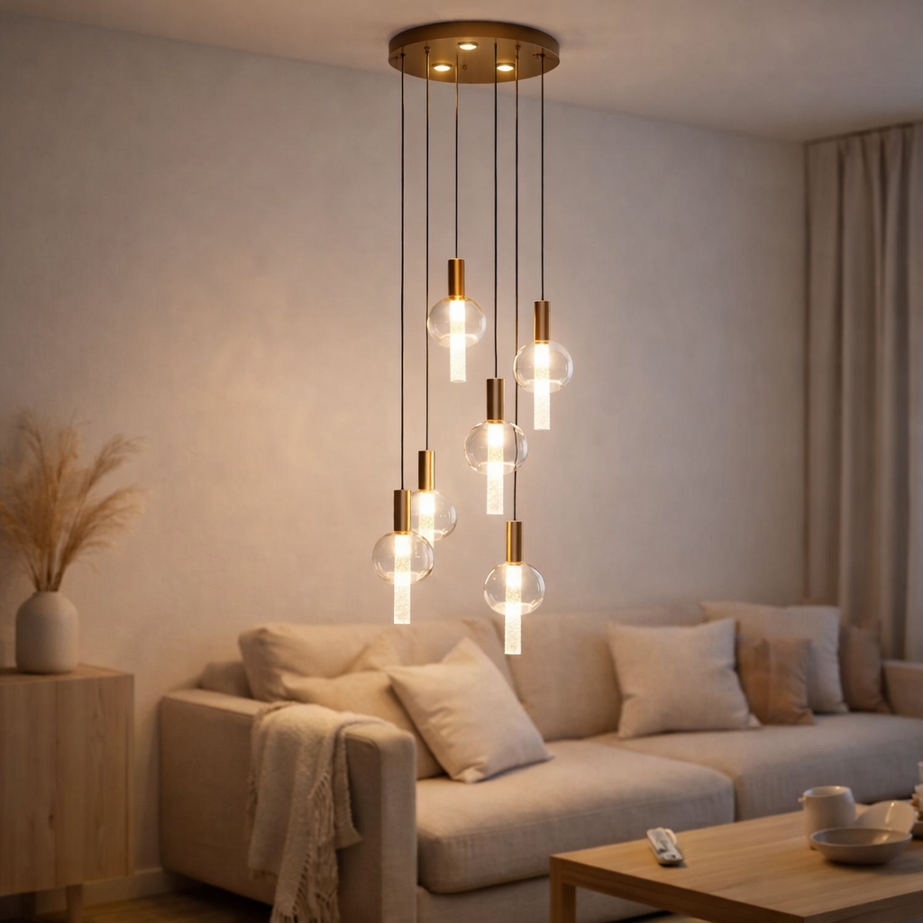 Lampe suspendue tubey en cuivre or | 6 - 40 cm en situation
