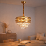 Lampe suspendue en or en cristal | 40 cm en situation