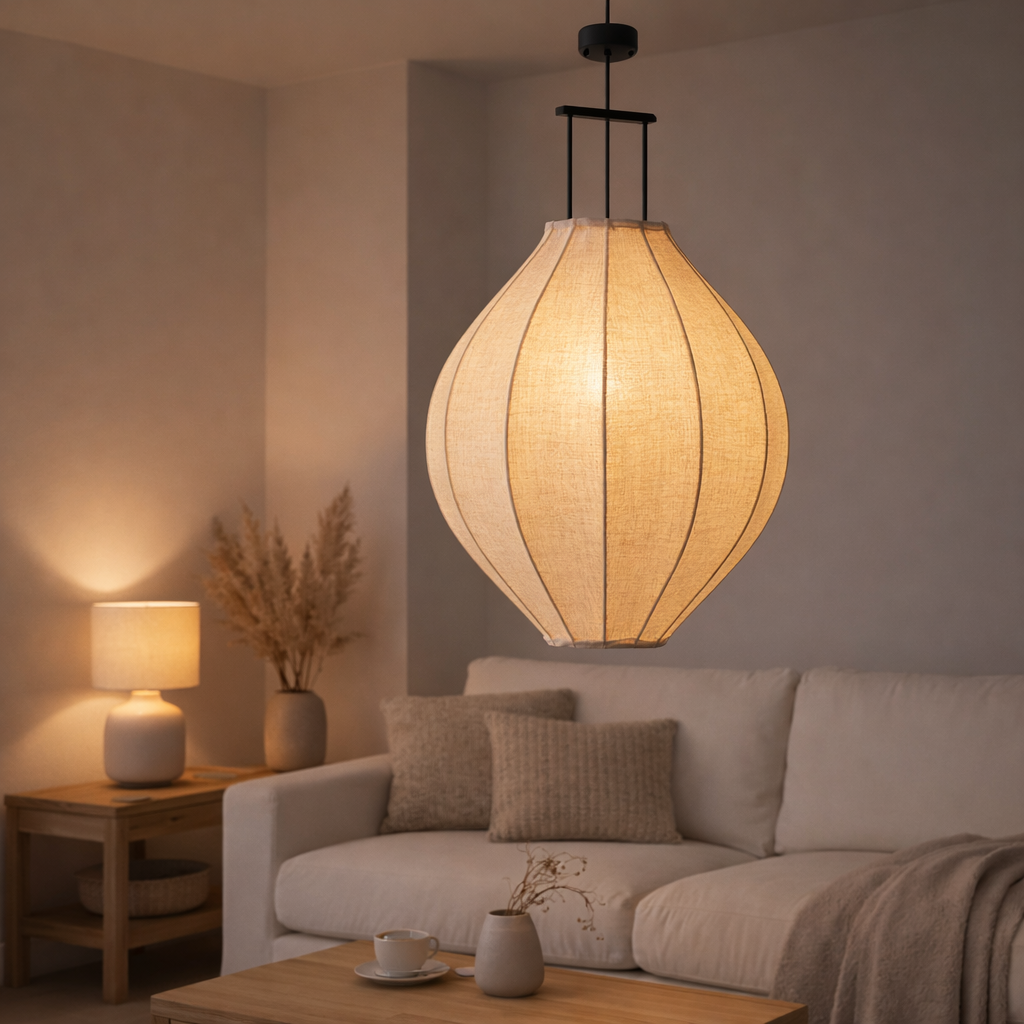 Lampe suspendue Pego Blanc cassé en situation
