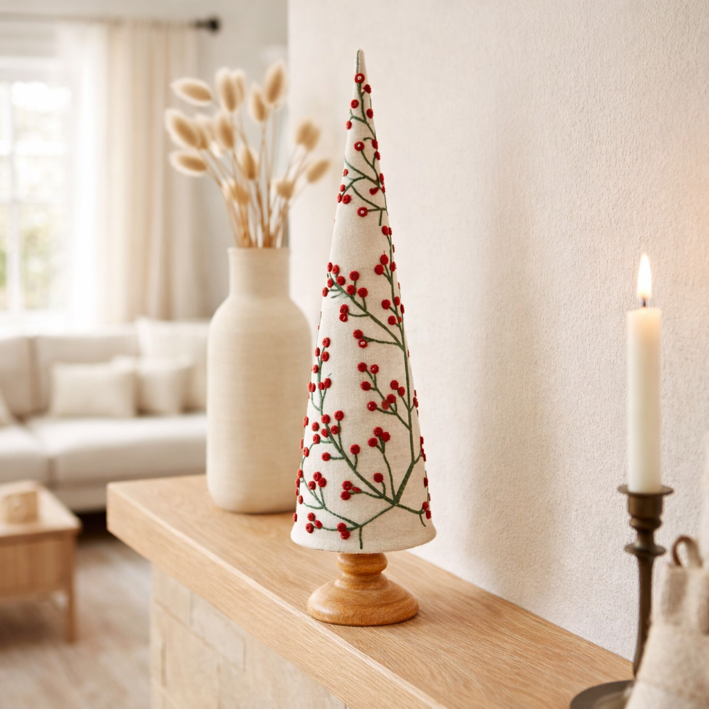 Sapin de Noël décoratif Rouge en situation