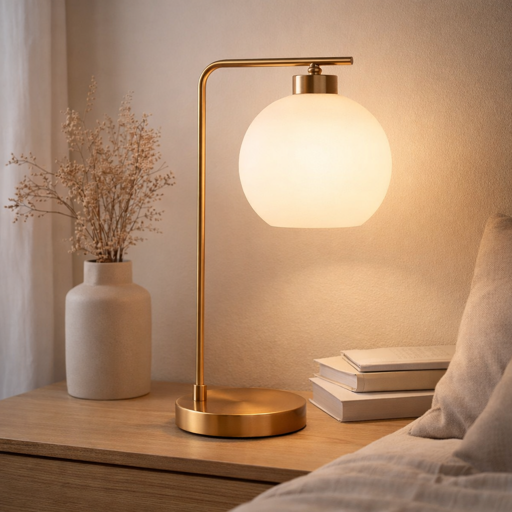 Lampe à Poser Xandy Or Blanc en situation