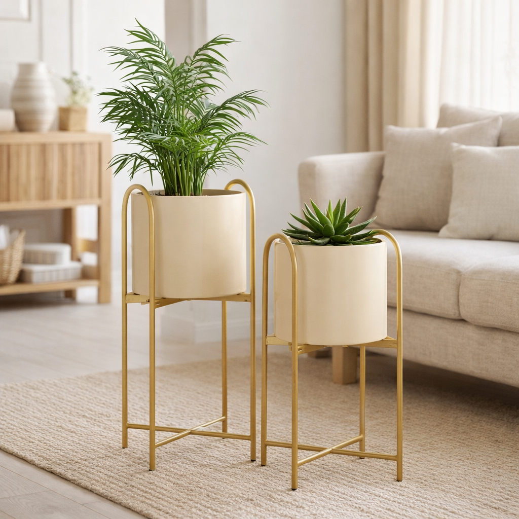 Set de supports pour plantes Danube Jaune clair en situation