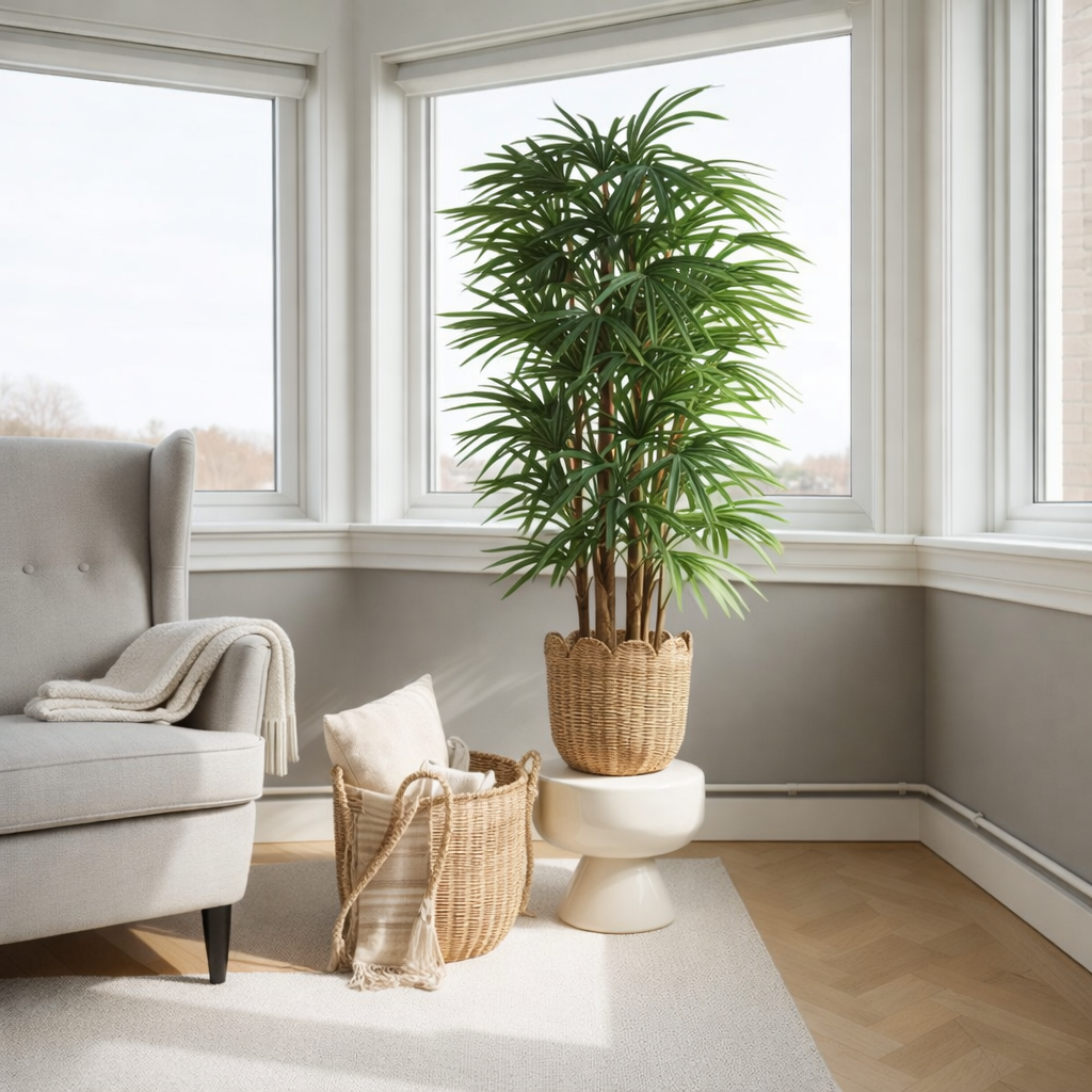 Plante artificielle Raphis Palmier Vert en situation
