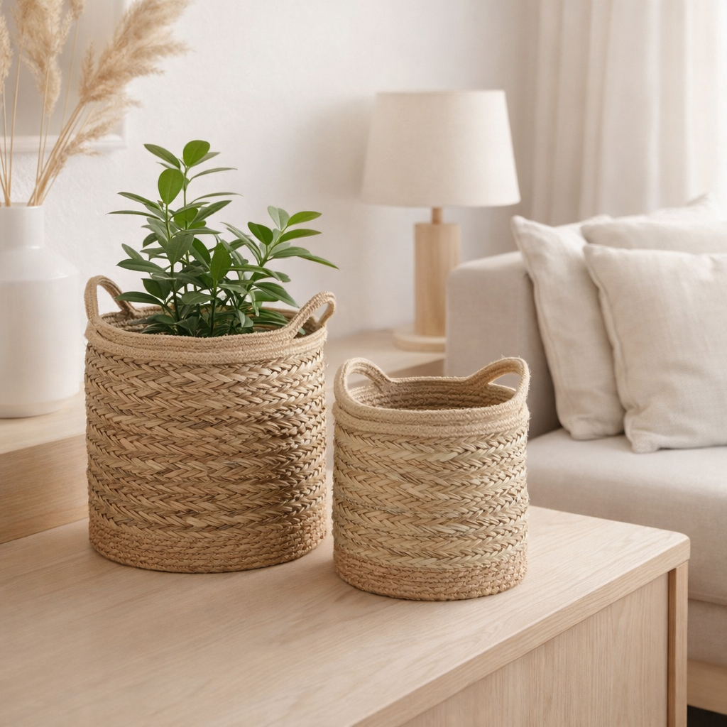 Set de paniers à plantes Anne Marron clair en situation