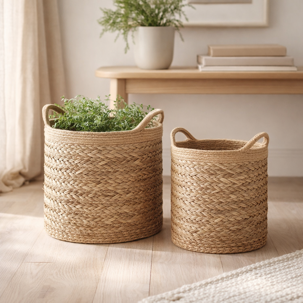 Set de paniers à plantes Anne Marron clair en situation