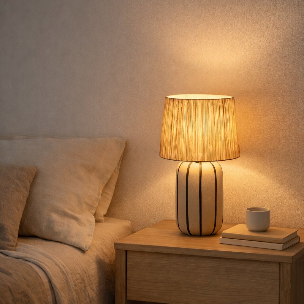 Lampe sur pied Denton Beige en situation