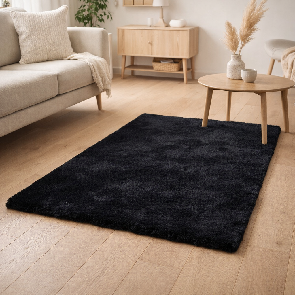 Tapis Moelleux Noir 80x150CM en situation