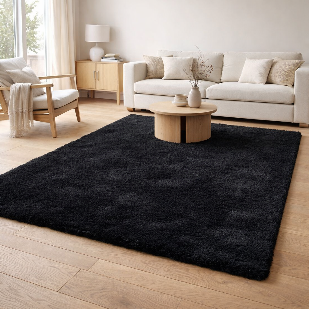 Tapis Moelleux Noir 200x290CM en situation