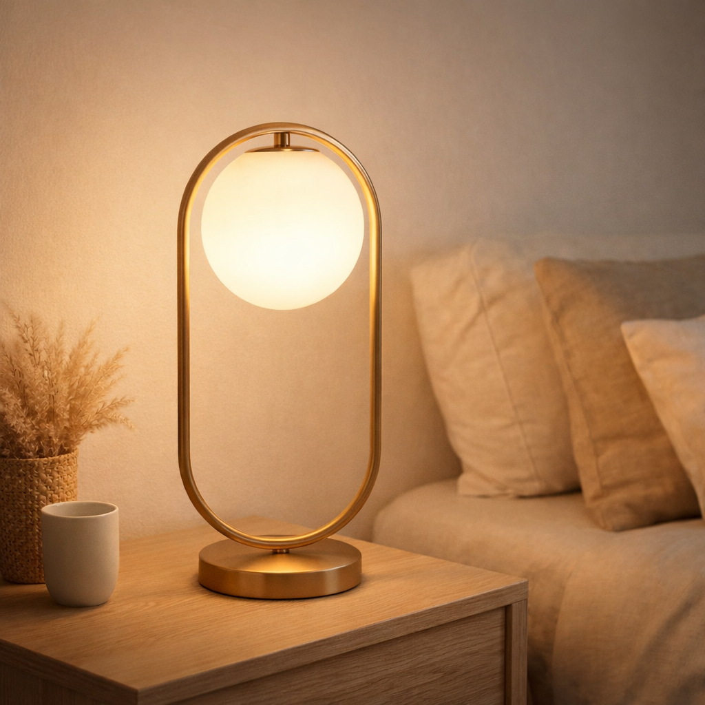 Lampe à Poser Emma Or Blanc en situation
