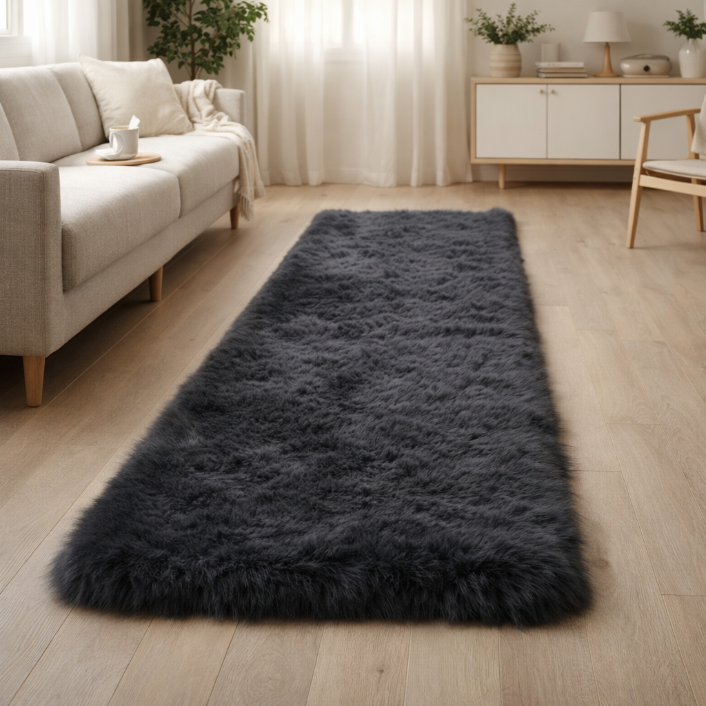 Tapis Moelleux Anthracite 80x300CM en situation