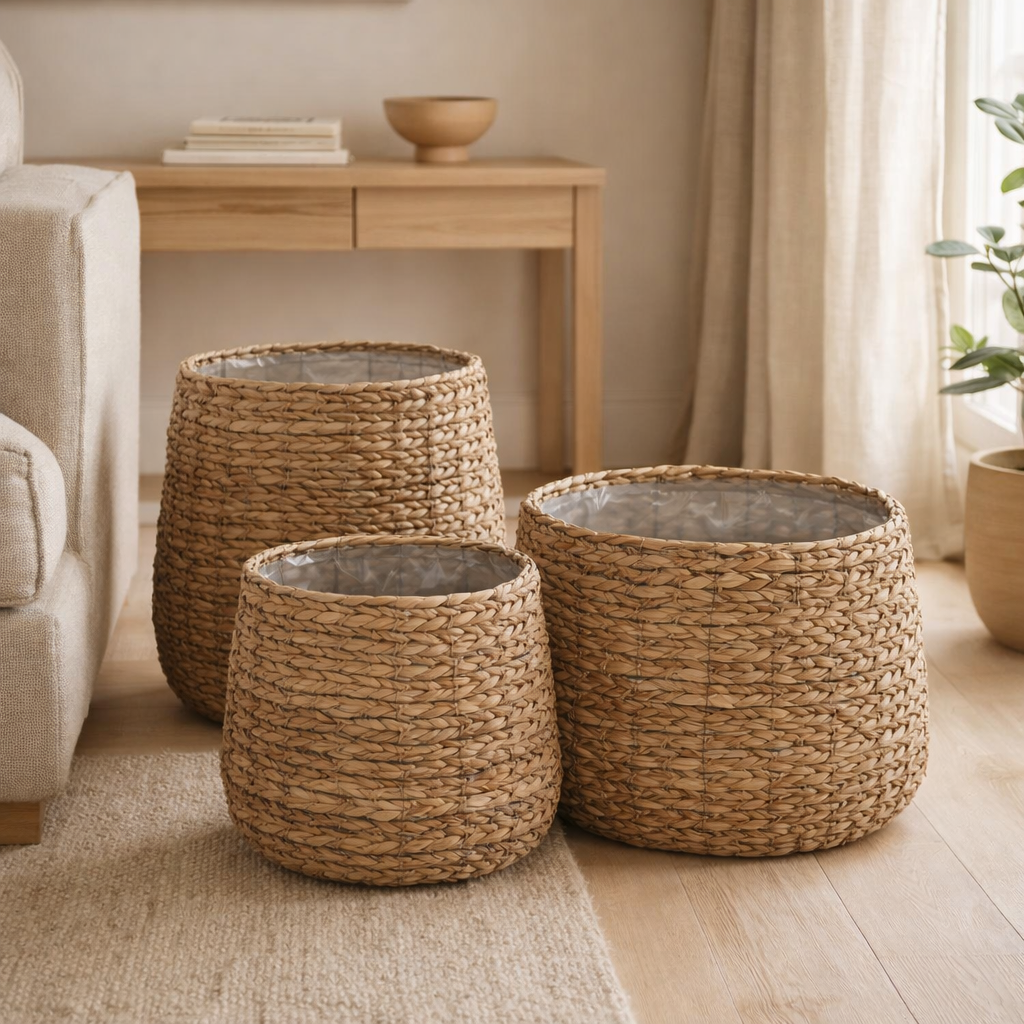Set de paniers à plantes Avalon Marron clair en situation