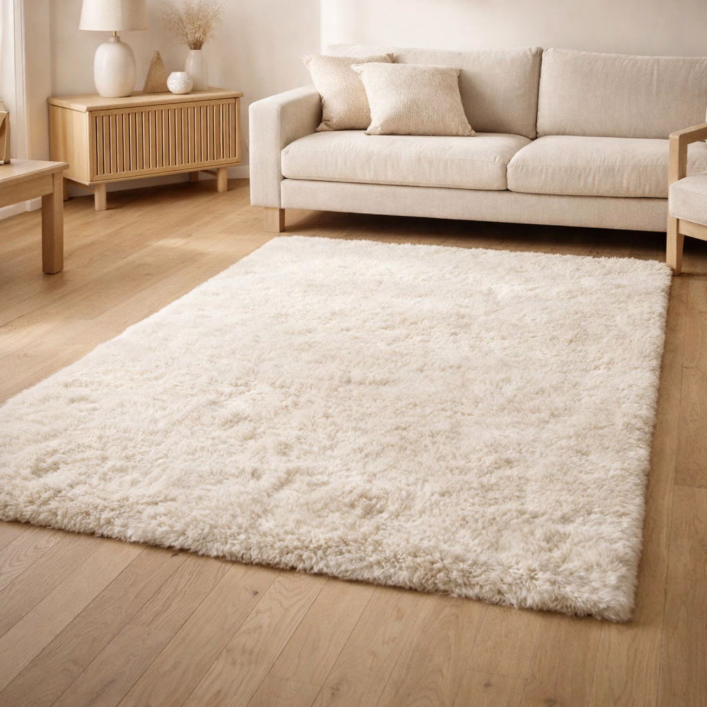 Bouilloire de sol Fluffy Crème 160x230CM en situation