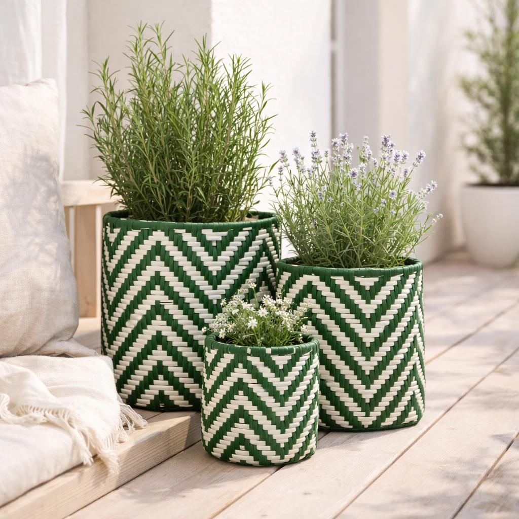 Panier à plantes à l'extérieur de Merlijn Marron foncé en situation