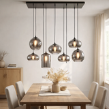 Ava Suspension Verre Fumé 7 Lumières en situation