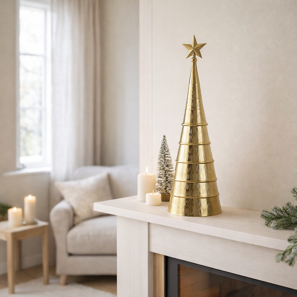 Sapin de Noël décoratif Or en situation