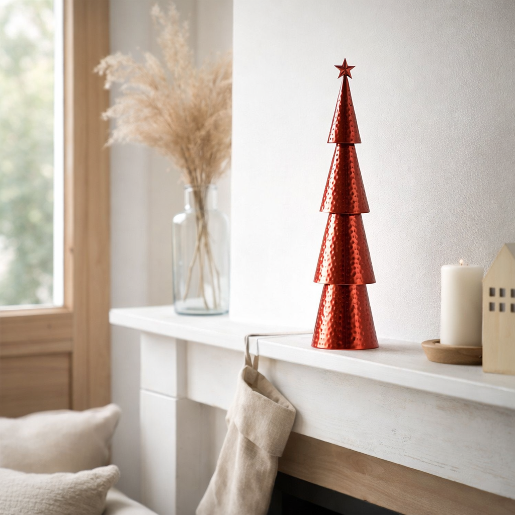 Sapin de Noël décoratif Rouge en situation